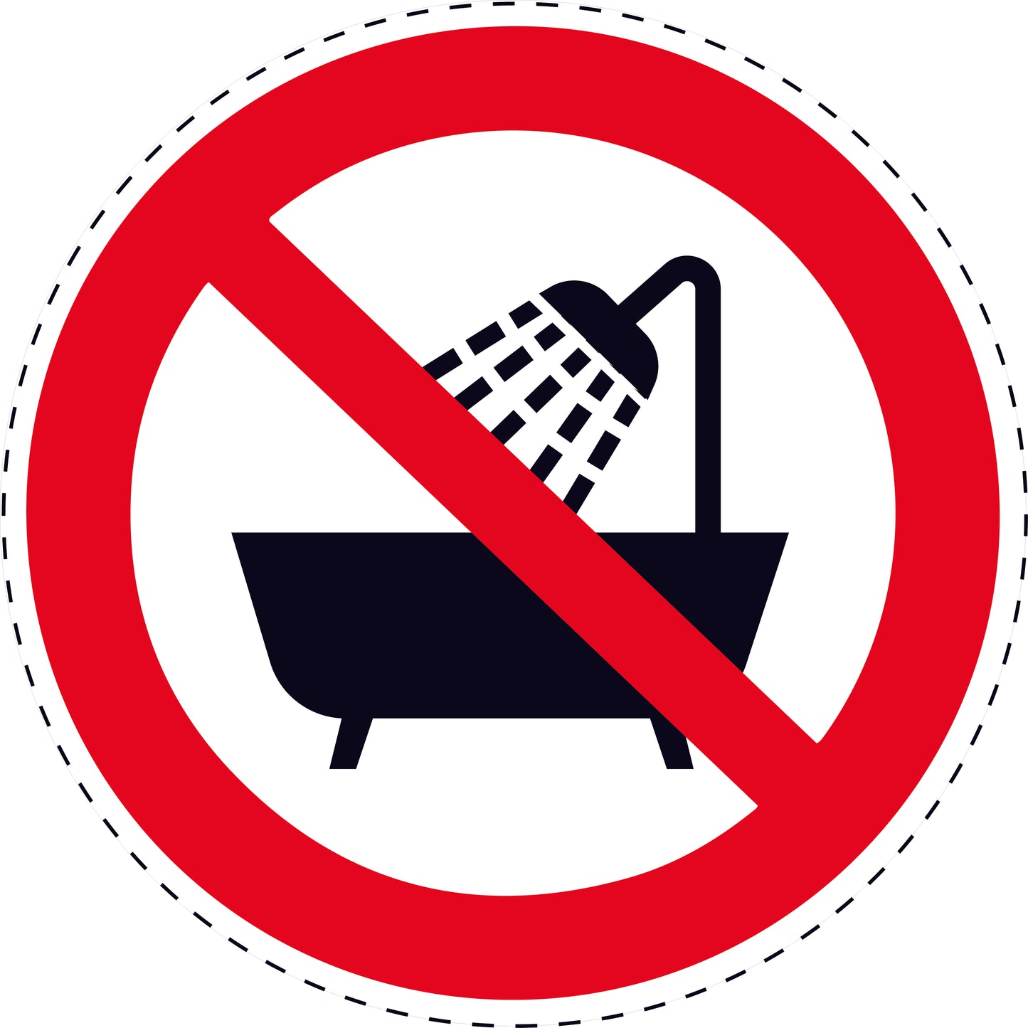 1 Stuck Prohibition sticker "Ban this device in the bathtub shower" made of PVC plastic, ES-SI250