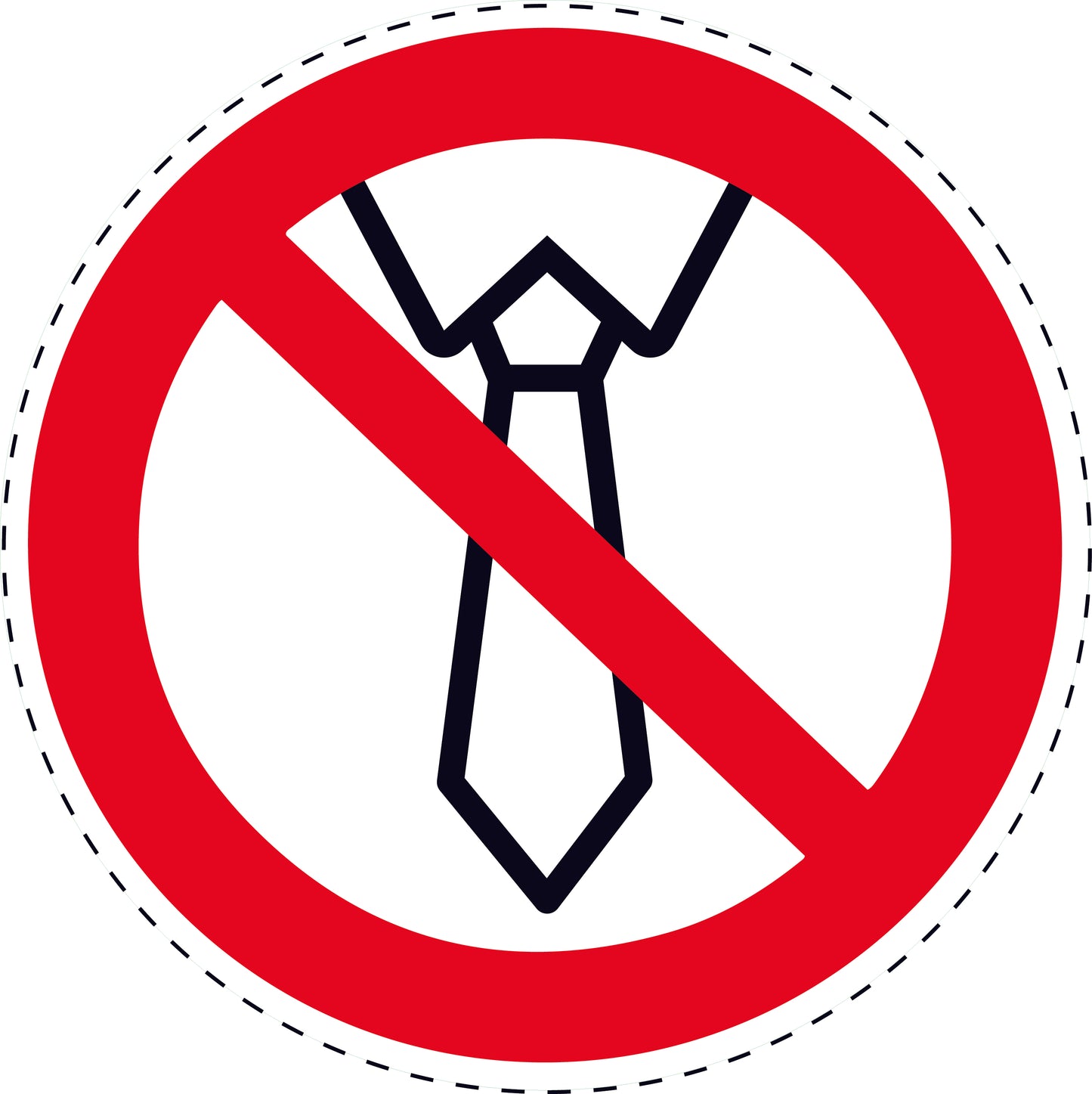 1 Stuck Prohibition sticker "Using with a tie prohibited" made of PVC plastic, ES-SI270