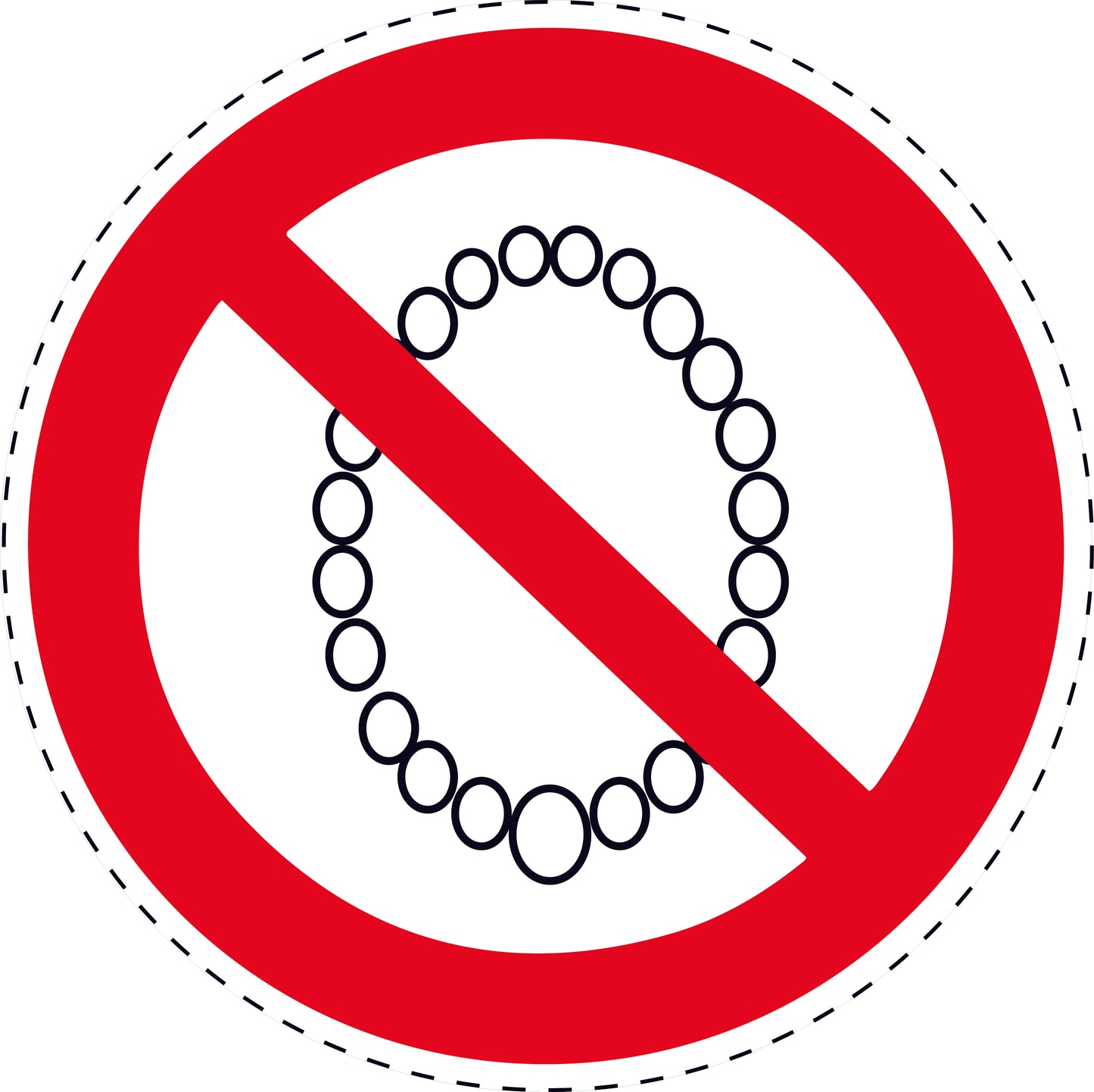 1 Stuck Prohibition sticker "Operation with necklace prohibited" made of PVC plastic, ES-SI280