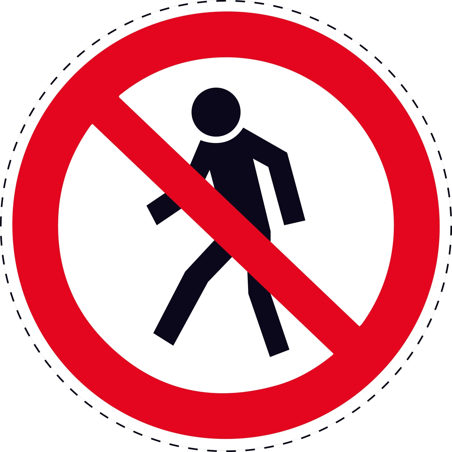 1 Stuck Prohibition sticker "Forbidden for pedestrians" made of PVC plastic, ES-SI30