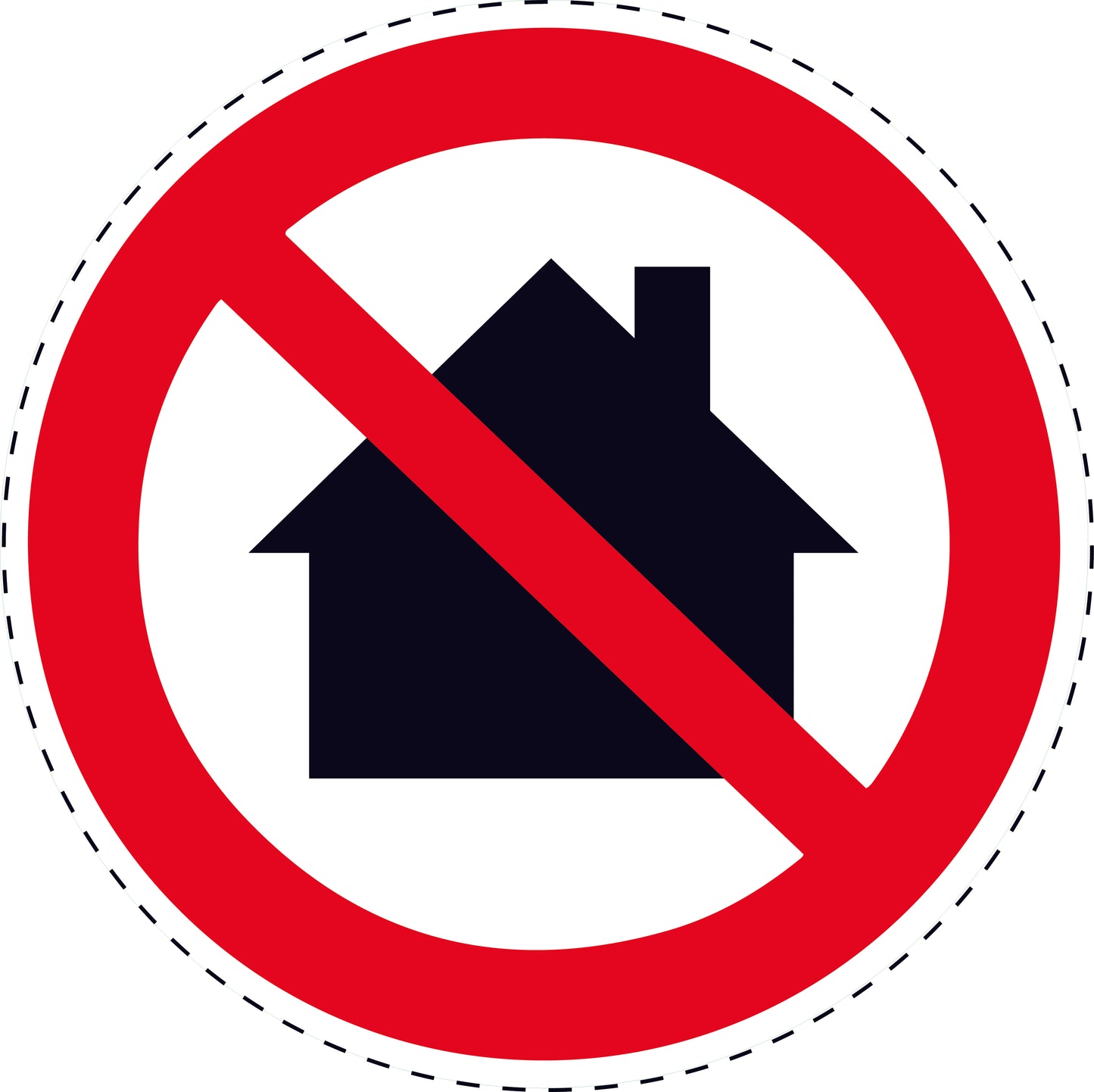 1 Stuck Prohibition sticker "Do not use in residential areas" made of PVC plastic, ES-SI310