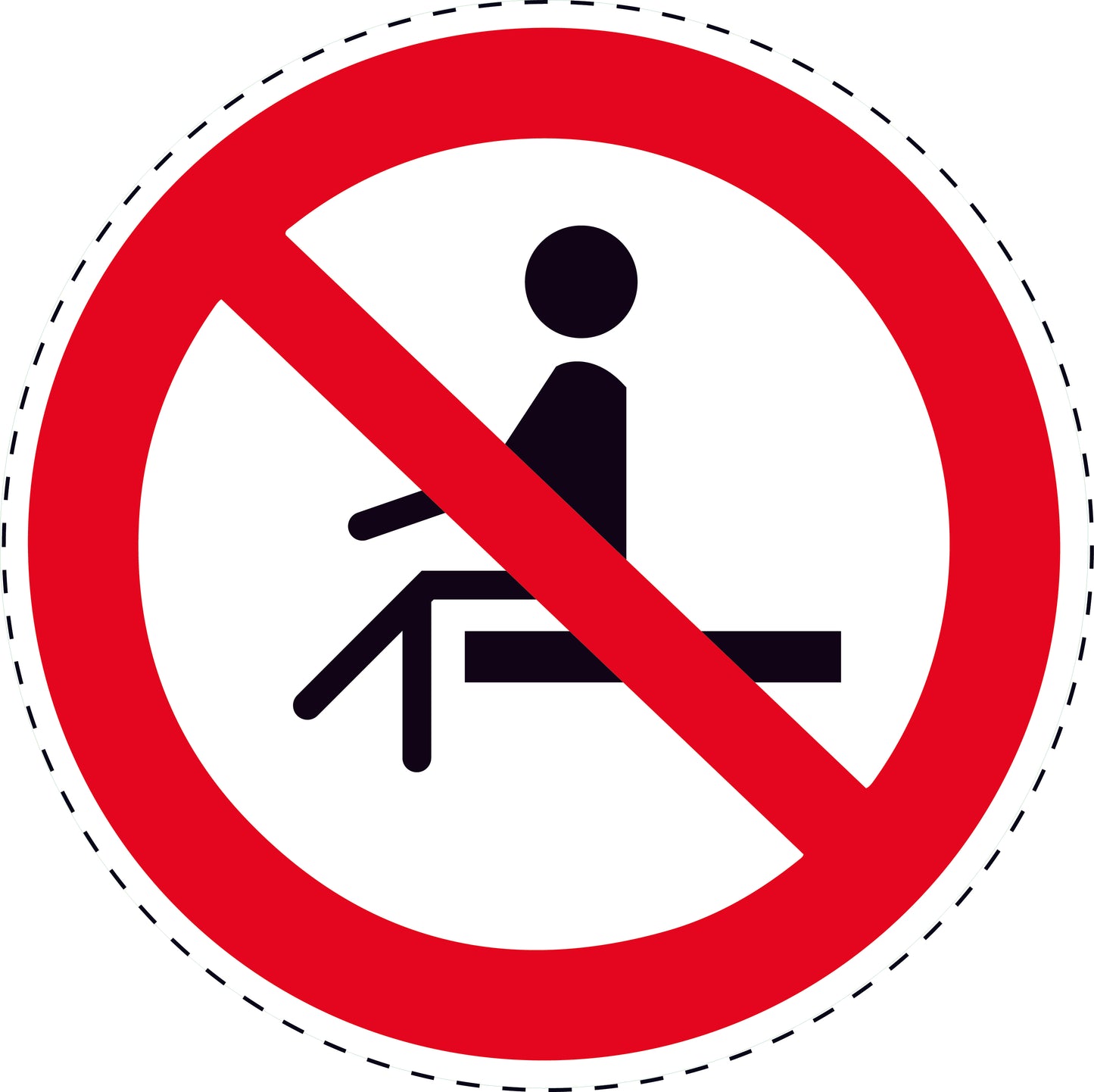 1 Stuck Prohibition sticker "No sitting" made of PVC plastic, ES-SI430