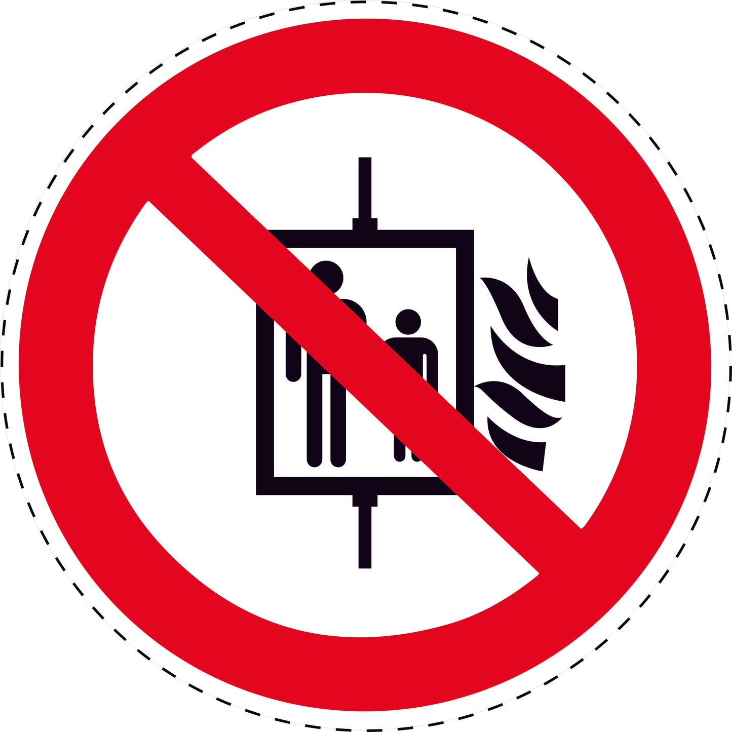 1 Stuck Prohibition sticker "Do not use elevator in case of fire" made of PVC plastic, ES-SI440