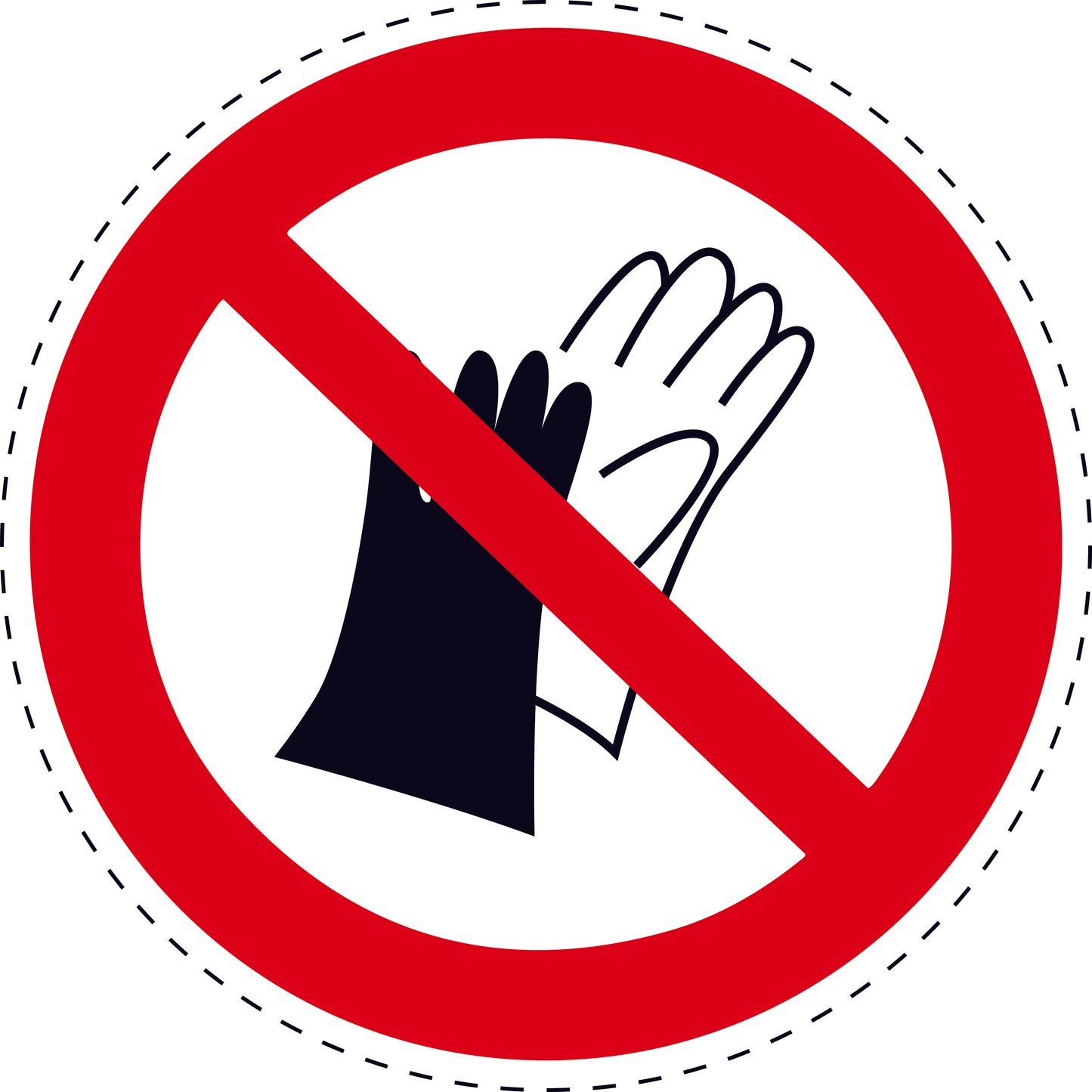 1 Stuck Prohibition sticker "Use of gloves prohibited" made of PVC plastic, ES-SI470