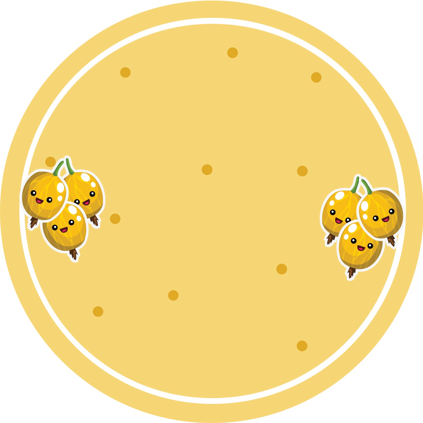 Jam stickers, preserving lables, household lables, round shape labels with matte finish LHMAR17190-Yellow Gooseberry