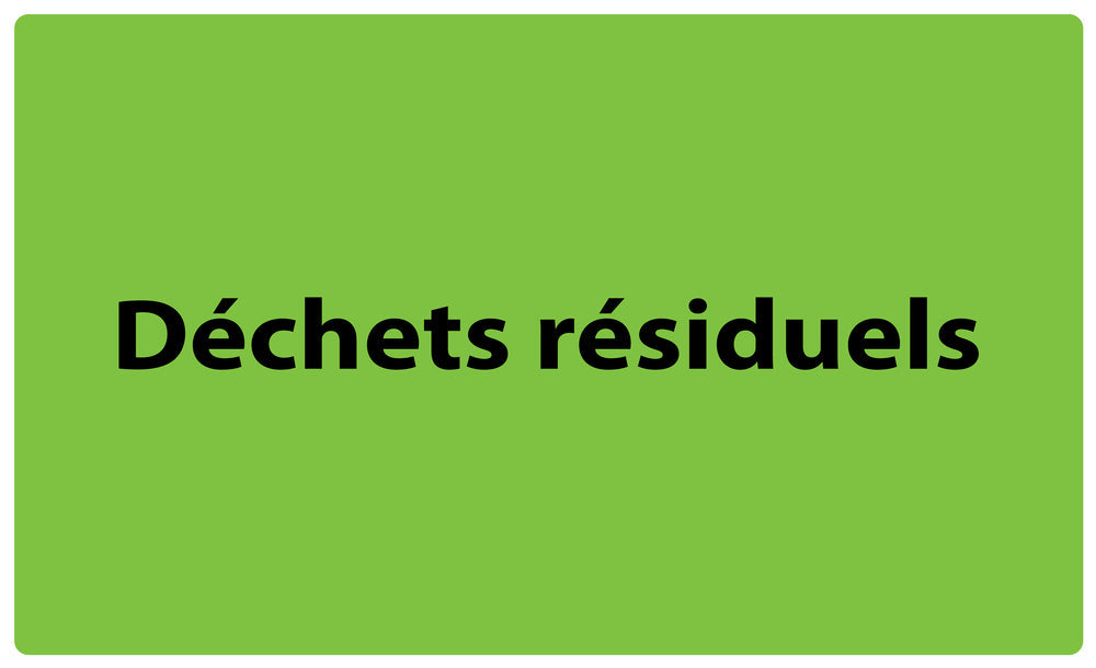 1000 autocollants de séparation des déchets "Déchets résiduels " en plastique F-GRPWA200