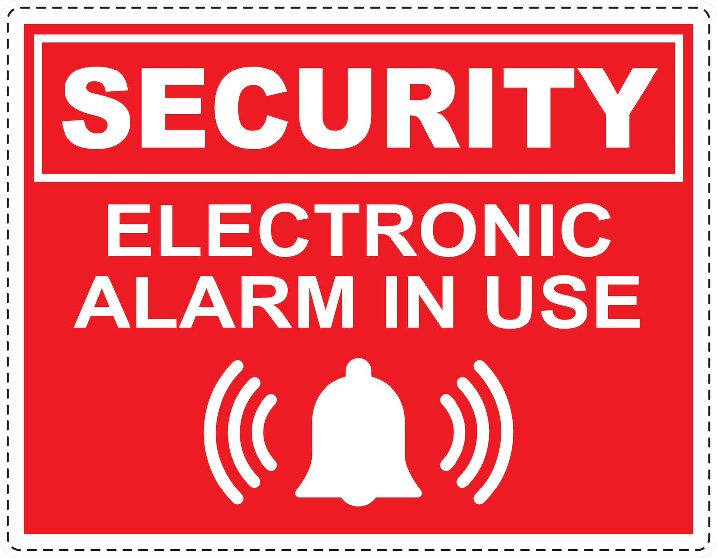 Alarm sticker 10-30 cm LH-ALARM-H-11900-14 Material: white PVC plastic