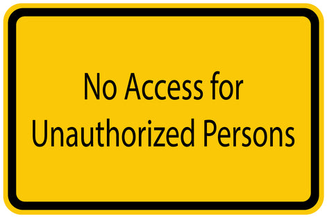 Construction site sticker "No access for Unauthorized Persons" yellow LH-BAU-1180