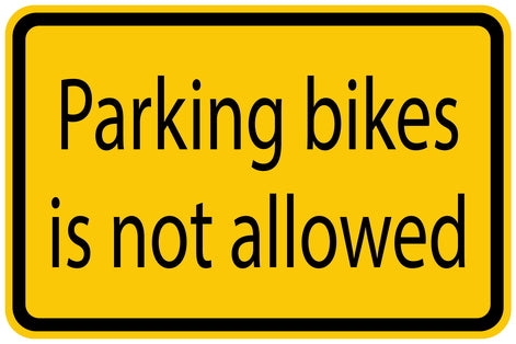 Construction site sticker "Parking bikes is not allowed" yellow LH-BAU-1230