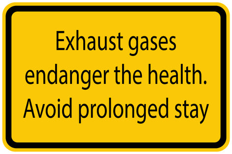 Copy of Construction site sticker "Exhaust gases endanger the health. Avoid prolonged stay" yellow LH-BAU-1260