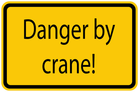 Construction site sticker "Danger by crane!" yellow LH-BAU-1300