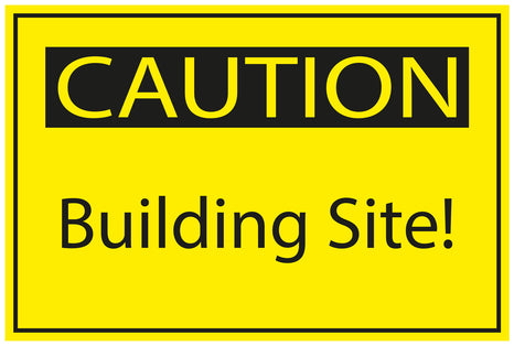 Construction site sticker "CAUTION Bulding site!" yellow LH-BAU-1560