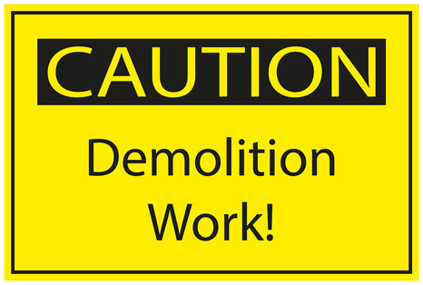Construction site sticker "CAUTION Demolition work!" yellow LH-BAU-1570