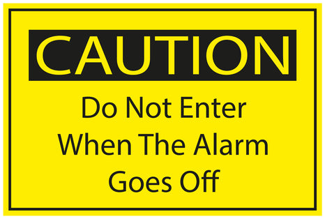 Construction site sticker "CAUTION Do not enter when the alarm goes off" yellow LH-BAU-1620