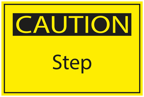 Construction site sticker "CAUTION Step" yellow LH-BAU-1630