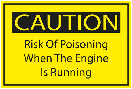 Construction site sticker "CAUTION Risk of poisoning When the engine is running" yellow LH-BAU-1670
