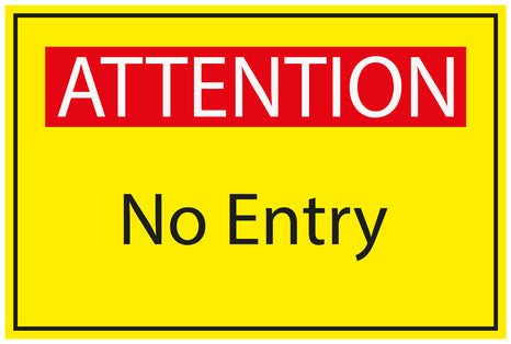 Construction site sticker "ATTENTION No Entry" yellow LH-BAU-1730