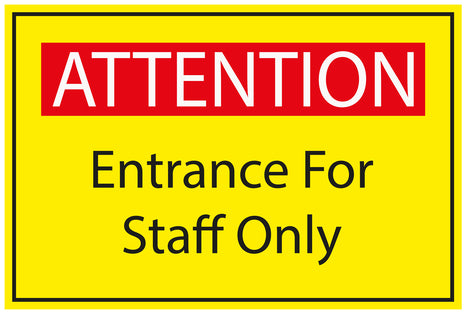 Construction site sticker "ATTENTION Entrance for staff only" yellow LH-BAU-1760