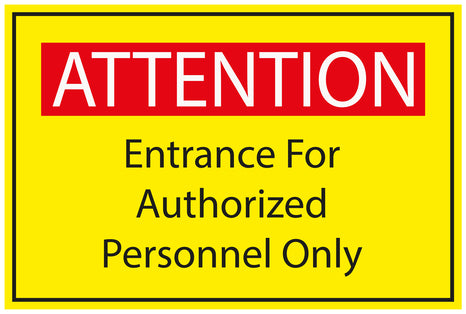 Construction site sticker "ATTENTION Entrance for authorized personnel only" yellow LH-BAU-1770