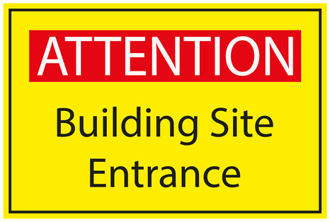 Construction site sticker "ATTENTION Building site entrance" yellow LH-BAU-1780