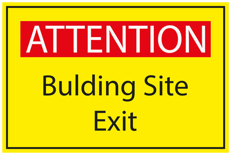 Construction site sticker "ATTENTION Bulding site exit" yellow LH-BAU-1790