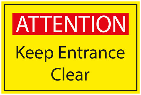 Construction site sticker "ATTENTION Keep entrance clear" yellow LH-BAU-1800