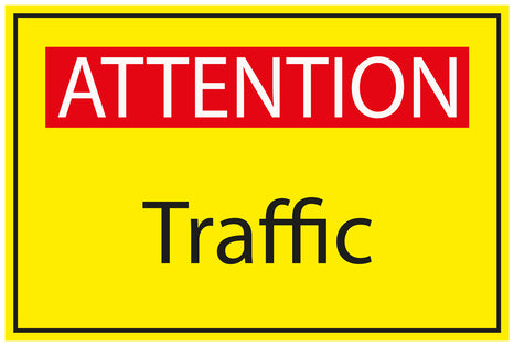 Construction site sticker "ATTENTION Traffic" yellow LH-BAU-1830