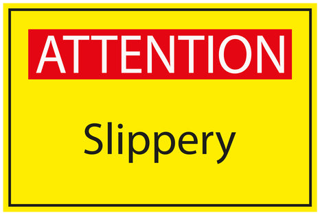 Construction site sticker "ATTENTION Slippery" yellow LH-BAU-1850