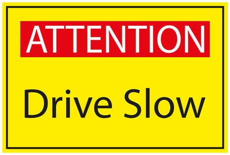 Construction site sticker "ATTENTION Drive slow" yellow LH-BAU-1860