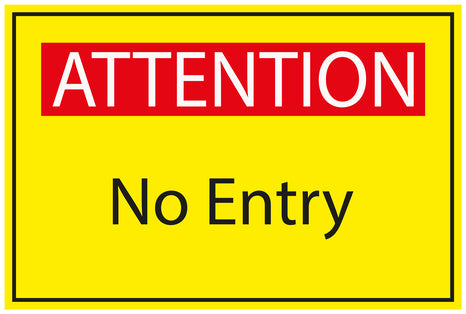 Construction site sticker "ATTENTION No Entry" yellow LH-BAU-1870