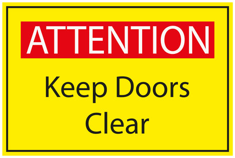 Construction site sticker "ATTENTION Keep doors clear" yellow LH-BAU-1890