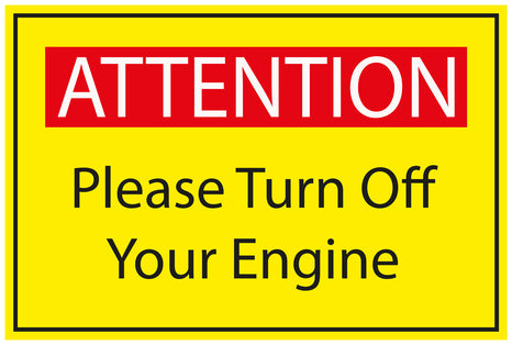 Construction site sticker "ATTENTION Please turn off your engine" yellow LH-BAU-1920