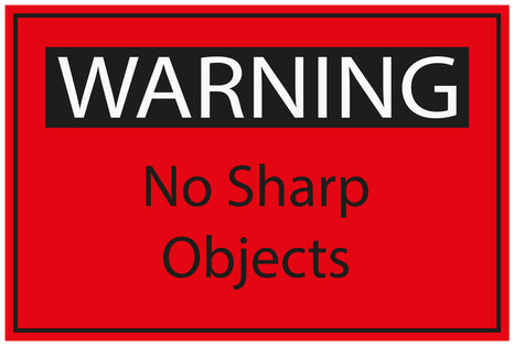 Construction site sticker "WARNING No sharp objects" red LH-BAU-2050