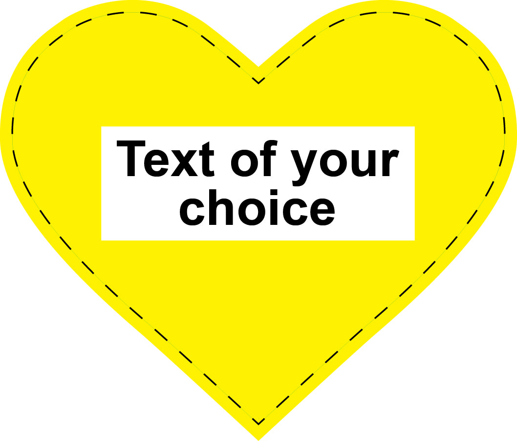 Heart sticker 7 and 10cm printed with desired text LH-HERW