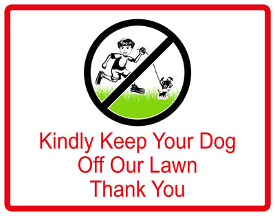 Sticker "Kindly keep your dog off our lawn thank you" 10-60 cm made of PVC plastic, LH-KEEPOFFGRASS-H-12300-14