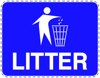 Garbage bin sticker "Litter" blue, horizontal LH-LITTER-H-10300-44