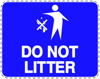 Garbage bin sticker "Do not litter" blue, horizontal LH-LITTER-H-10500-44
