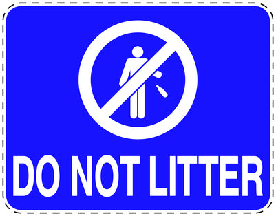 Garbage bin sticker "Do not litter" blue, horizontal LH-LITTER-H-10800-44
