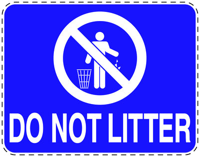 Garbage bin sticker "Do not litter" blue, horizontal LH-LITTER-H-10900-44