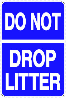 Garbage bin sticker "Do not drop litter" blue, vertical LH-LITTER-V-10100-44