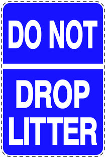 Garbage bin sticker "Do not drop litter" blue, vertical  LH-LITTER-V-10100-44