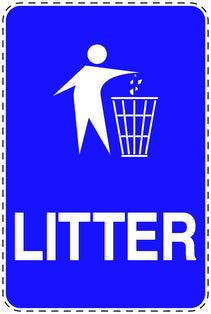 Garbage bin sticker "Litter" blue, vertical LH-LITTER-V-10300-44