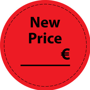 Promotional sticker Offer sticker special offer sticker " New price .... €" 2-10 cm made of paper and plastic LH-PR-4500