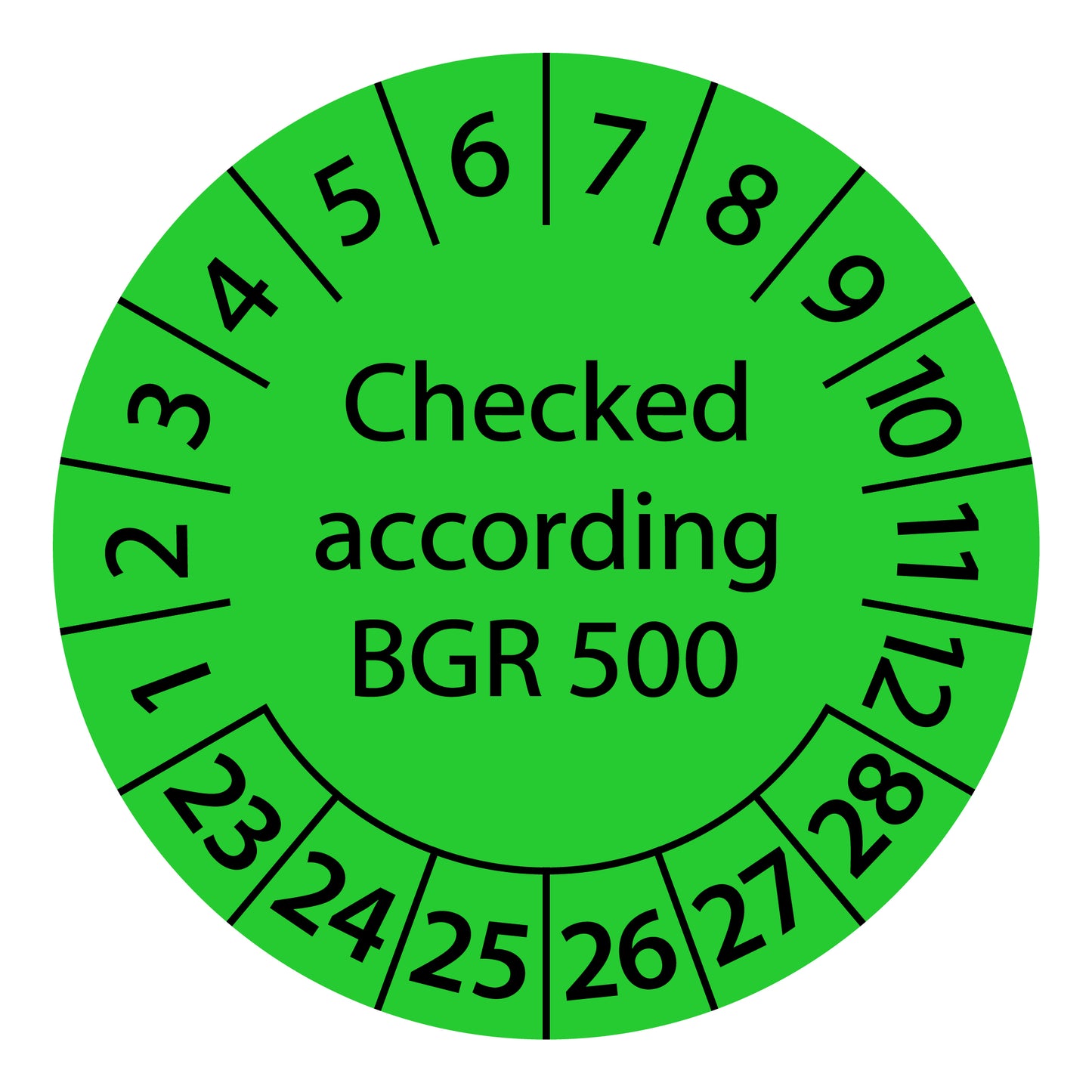 Multi-year test labels, tested according to BGR 500, starting year: 2023 made of paper or plastic ES-PRBGR500-6-2023