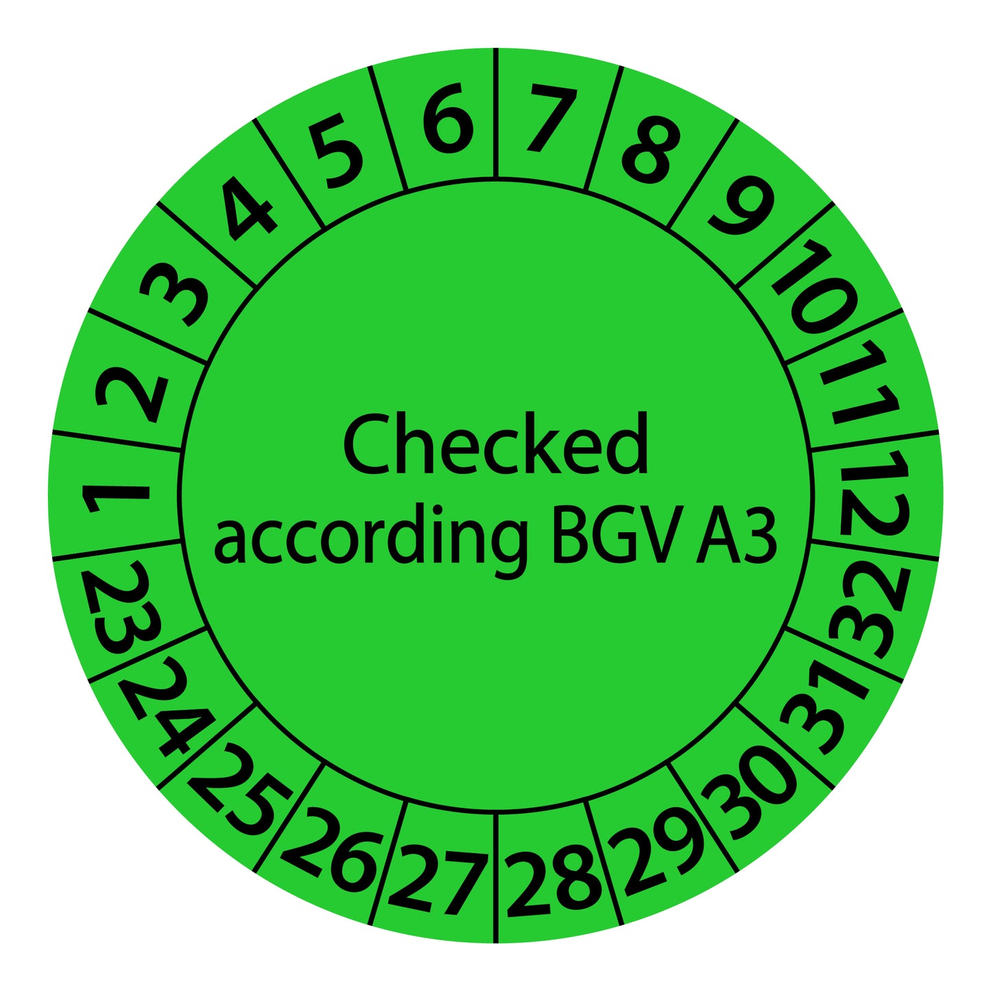 Multi-year test labels, tested according to BGR 198 + BGR 199 Next test date, starting year: 2023 made of paper or plastic ES-PRBGVA3-10-2023