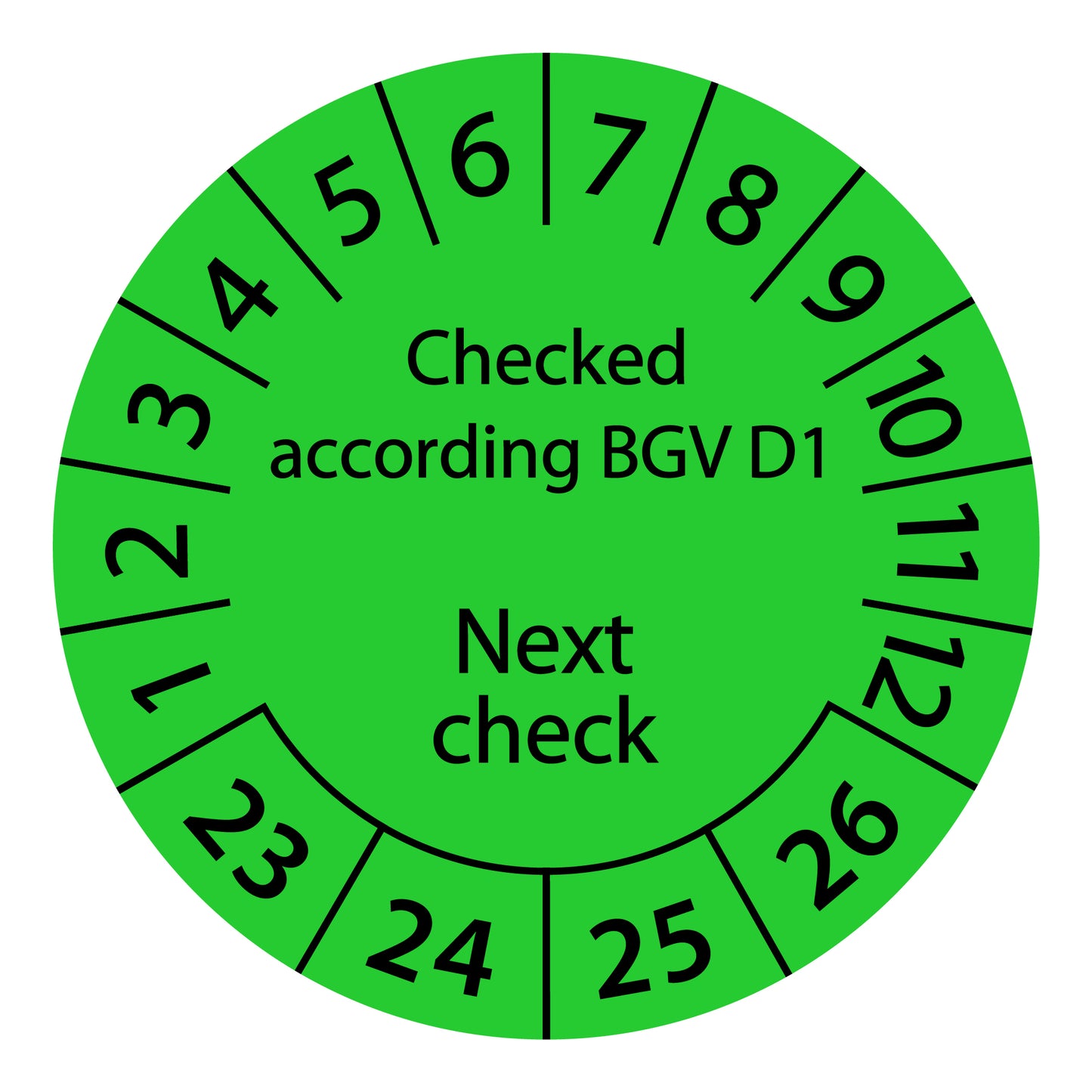 Multi-year test labels, tested according to BGV D1 Next test date, starting year: 2023 made of paper or plastic ES-PRBGVD1NP-4-2023