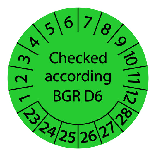Multi-year test labels, tested according to BGR D6, starting year: 2023 made of paper or plastic ES-PRBGVD6-6-2023