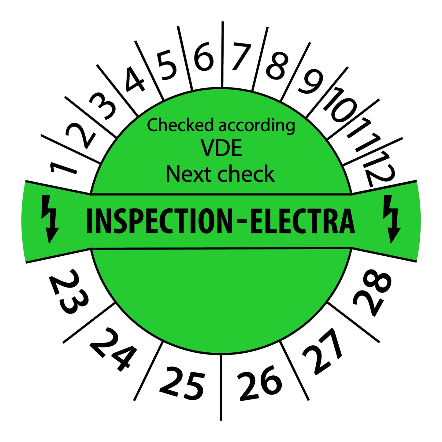 Test labels, electrical test next test date, start year: 2023 made of paper or plastic ES-PREPNP-6-2023