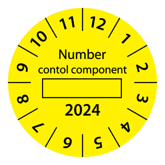 One-year test labels, test part no. ..., start year: 2024 made of paper or plastic ES-PRPNR-1-2024