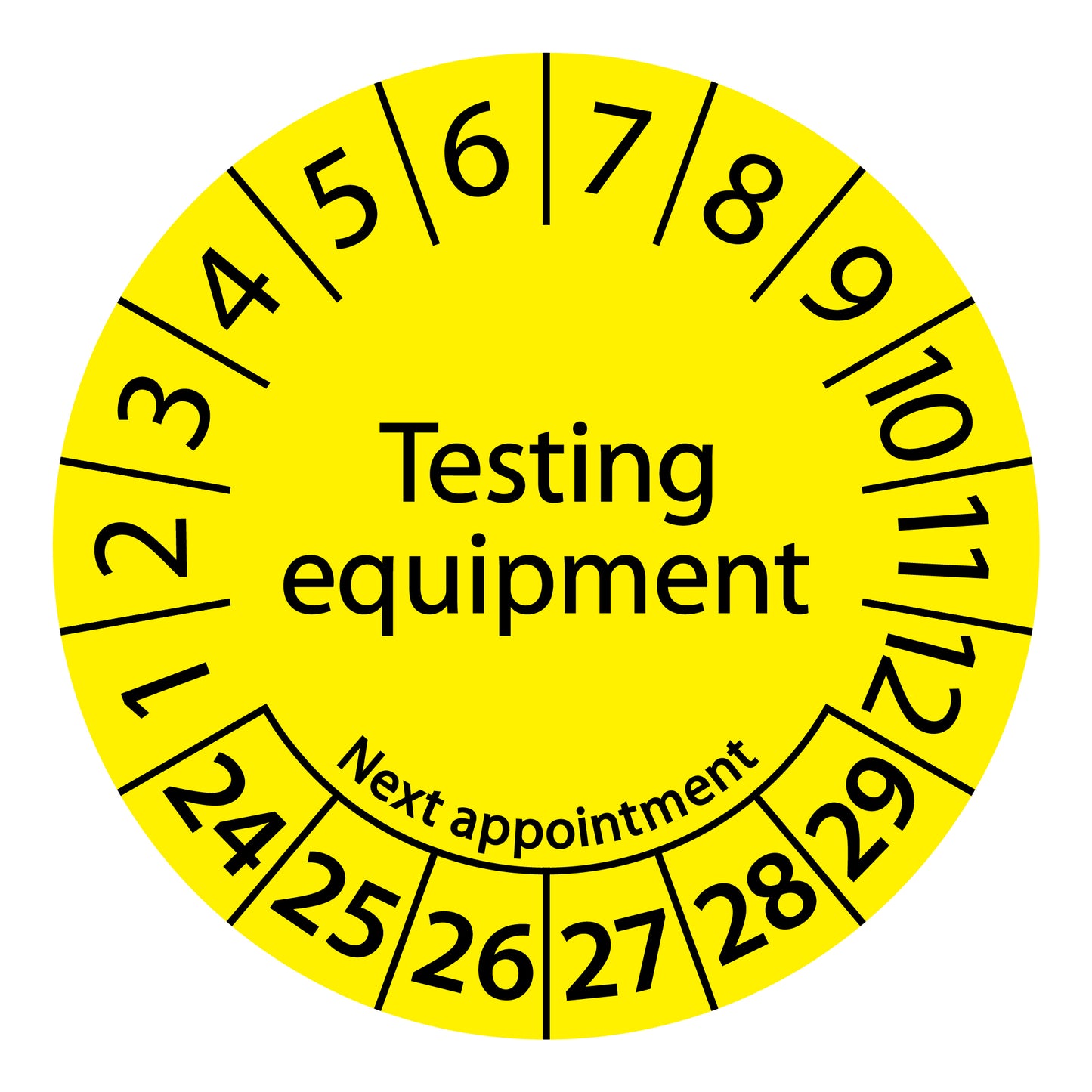 Multi-year test labels, test equipment monitoring, starting year: 2024 made of paper or plastic ES-PRPU-6-2024